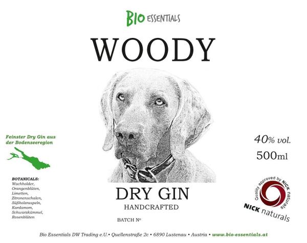 Woody Dry Gin Etikett